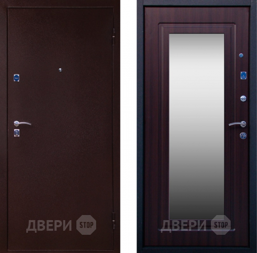Входная металлическая Дверь СТОП Медь ЗЕРКАЛО Венге в Коломне