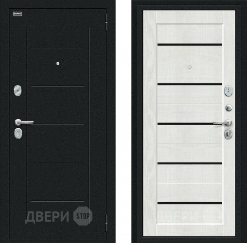 Входная металлическая Дверь Bravo Борн Букле черное/Bianco Veralinga в Коломне