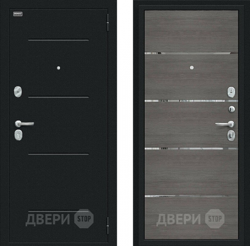 Дверь Bravo Лайн Букле черное/Grey Veralinga в Коломне