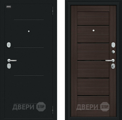 Входная металлическая Дверь Bravo Техно Kale Букле черное/Wenge Veralinga в Коломне