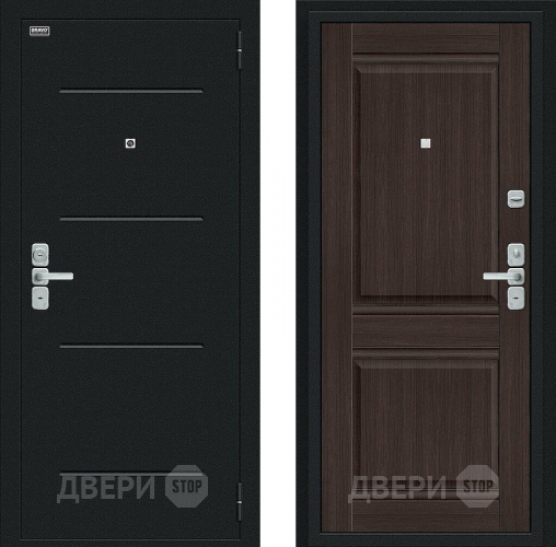 Входная металлическая Дверь Bravo Нео Букле черное/Wenge Veralinga в Коломне