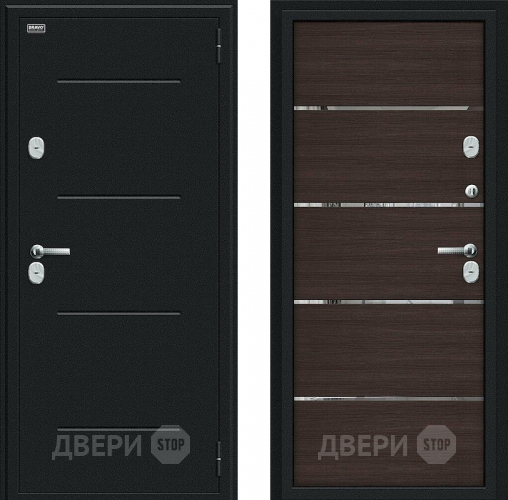 Дверь Bravo Thermo Лайн Букле черное/Wenge Veralinga в Коломне