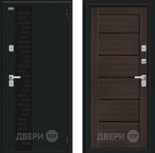 Дверь Bravo Thermo Техно Декор Букле черное/Wenge Veralinga в Коломне