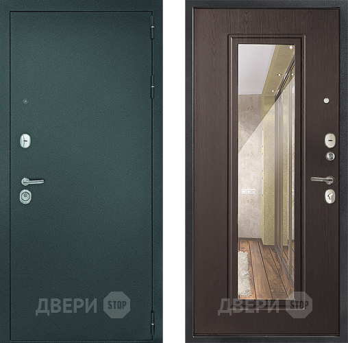 Входная металлическая Дверь Дверной Континент Рубикон Серебро Зеркало Венге в Коломне
