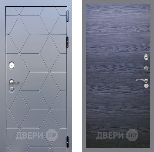Входная металлическая Дверь Стоп КОСМО Гладкая Дуб тангенальный черный в Коломне