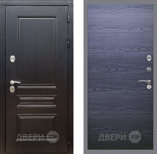 Входная металлическая Дверь Стоп МЕГАПОЛИС Гладкая Дуб тангенальный черный в Коломне