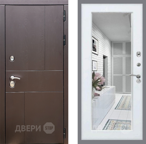 Дверь Стоп УРБАН Зеркало Белый ясень в Коломне