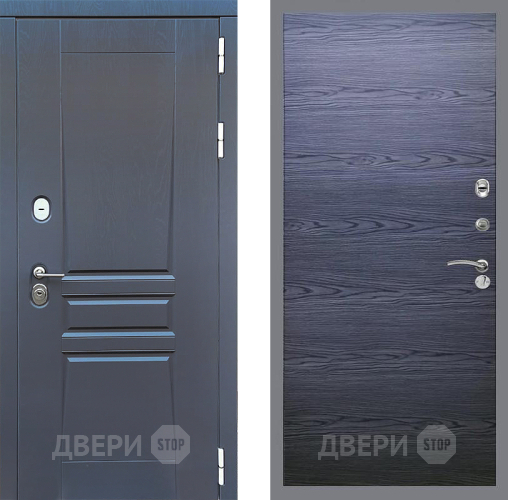 Входная металлическая Дверь Стоп ПЛАТИНУМ Гладкая Дуб тангенальный черный в Коломне