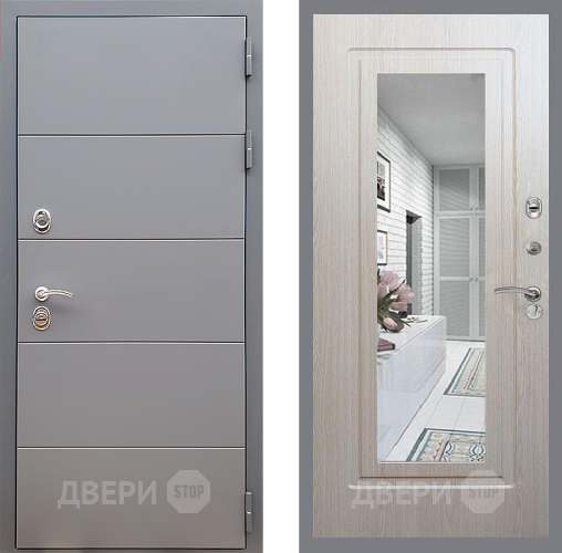 Дверь Стоп АРТ ГРАФИТ Зеркало ФЛ-120 Беленый дуб в Коломне