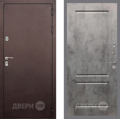 Входная металлическая Дверь Стоп КЛАССИК Медь ФЛ-117 Бетон темный в Коломне