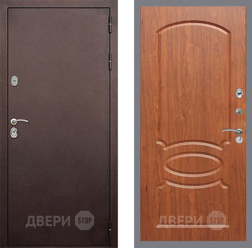 Входная металлическая Дверь Стоп КЛАССИК Медь ФЛ-128 Береза мореная в Коломне