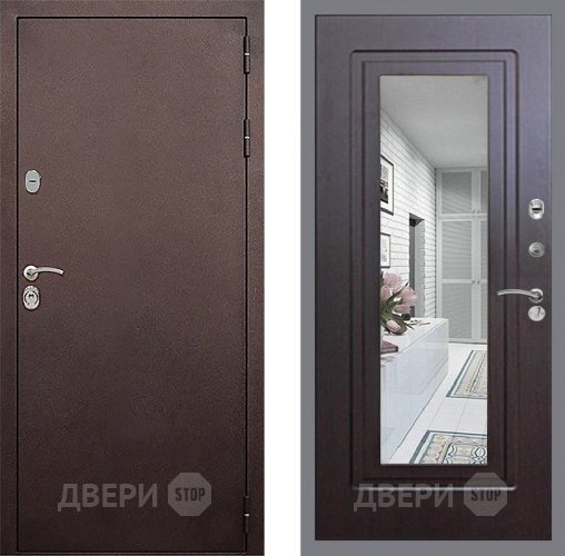 Входная металлическая Дверь Стоп КЛАССИК Медь Зеркало ФЛ-120 Венге в Коломне