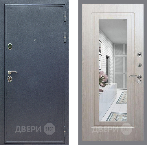 Входная металлическая Дверь Стоп СИЛЬВЕР Зеркало ФЛ-120 Беленый дуб в Коломне