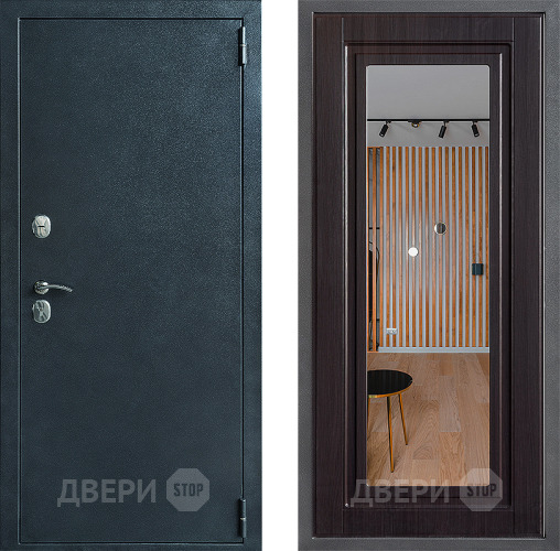 Входная металлическая Дверь Дверной континент ДК-70 Дизайн ФЛЗ Зеркало Венге в Коломне