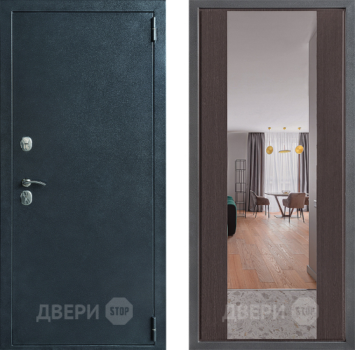 Входная металлическая Дверь Дверной континент ДК-70 Дизайн ФЛЗ-1 Зеркало Венге в Коломне