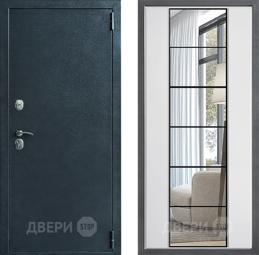 Входная металлическая Дверь Дверной континент ДК-70 Дизайн ФЛЗ-2 Зеркало Белый софт в Коломне