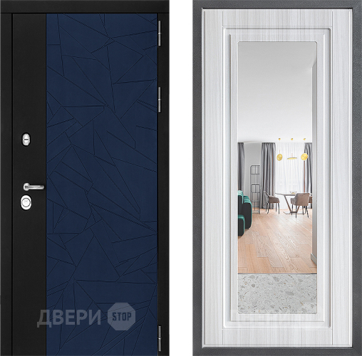 Входная металлическая Дверь Дверной континент ДК-9 ФЛЗ Зеркало Сандал белый в Коломне