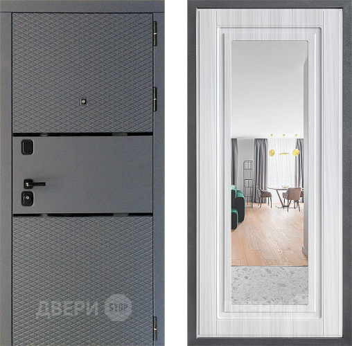 Входная металлическая Дверь Дверной континент Диамант Дизайн ФЛЗ Зеркало Сандал белый в Коломне