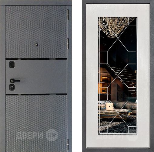 Входная металлическая Дверь Дверной континент Диамант Дизайн ФЛ-Тиффани Зеркало Белое дерево в Коломне