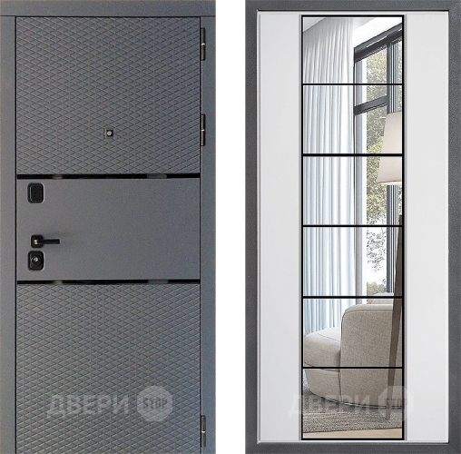Входная металлическая Дверь Дверной континент Диамант Дизайн ФЛЗ-2 Зеркало Белый софт в Коломне