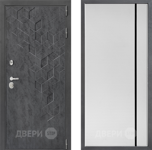 Входная металлическая Дверь Дверной континент ДК-3/713 ФЛ-757 Черное Стекло Софт милк в Коломне