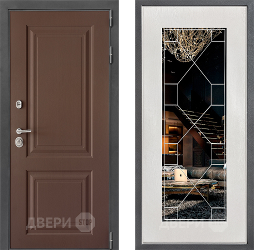 Дверь Дверной континент ДК-3/729 ФЛ-Тиффани Зеркало Белое дерево в Коломне