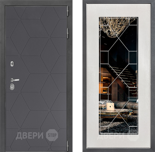 Входная металлическая Дверь Дверной континент ДК-3/744 ФЛ-Тиффани Зеркало Белое дерево в Коломне
