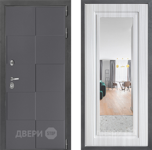 Входная металлическая Дверь Дверной континент ДК-3/606 ФЛЗ Зеркало Сандал белый в Коломне