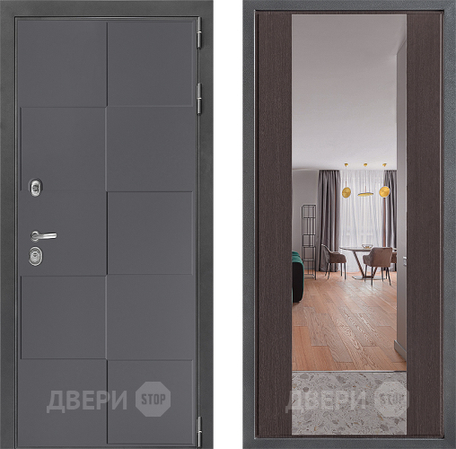 Входная металлическая Дверь Дверной континент ДК-3/606 ФЛЗ-1 Зеркало Венге в Коломне
