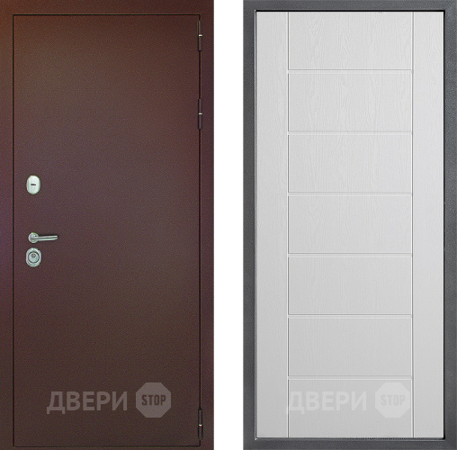 Входная металлическая Дверь Дверной континент Рубикон Медь Дизайн ФЛ-Лайн Белое дерево в Коломне