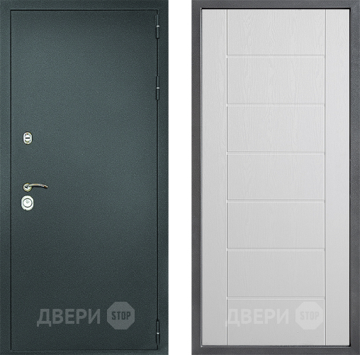Входная металлическая Дверь Дверной континент Рубикон Серебро Дизайн ФЛ-Лайн Белое дерево в Коломне
