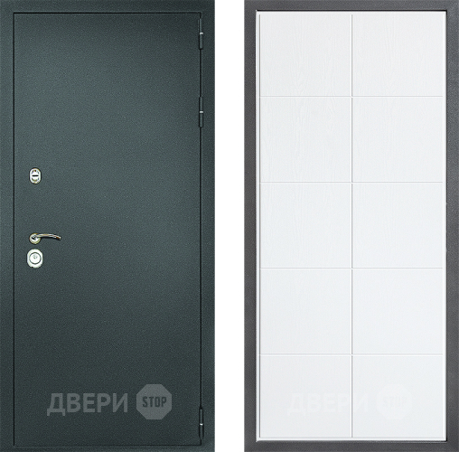 Входная металлическая Дверь Дверной континент Рубикон Серебро Дизайн ФЛ-Кватро Белое дерево в Коломне