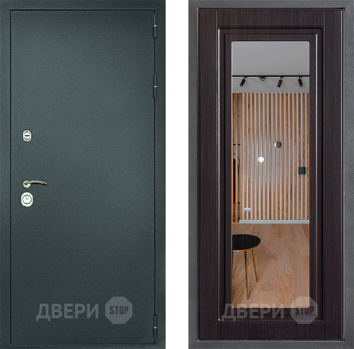 Входная металлическая Дверь Дверной континент Рубикон Серебро Дизайн ФЛЗ Зеркало Венге в Коломне