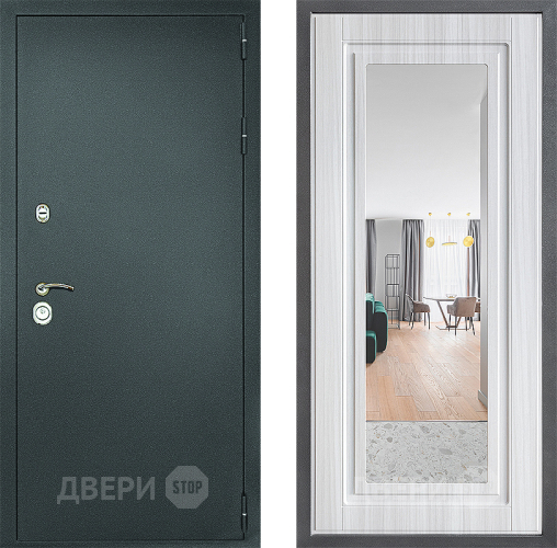 Входная металлическая Дверь Дверной континент Рубикон Серебро Дизайн ФЛЗ Зеркало Сандал белый в Коломне