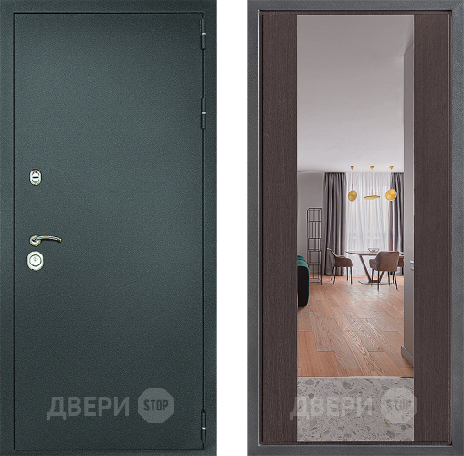Входная металлическая Дверь Дверной континент Рубикон Серебро Дизайн ФЛЗ-1 Зеркало Венге в Коломне