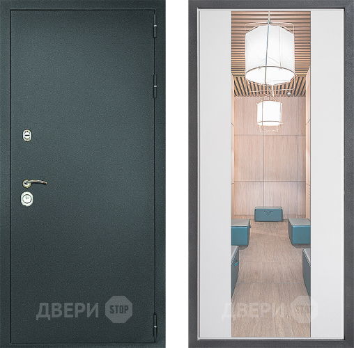 Дверь Дверной континент Рубикон Серебро Дизайн ФЛЗ-1 Зеркало Белый софт в Коломне