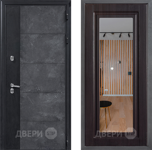 Дверь Дверной континент ДК-15 Бетон ТЕРМО ФЛЗ Зеркало Венге в Коломне