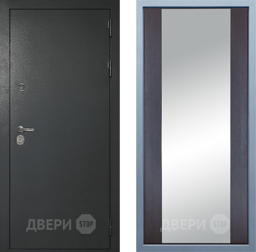 Входная металлическая Дверь Дива МД-40 Титан Д-15 Зеркало Венге в Коломне