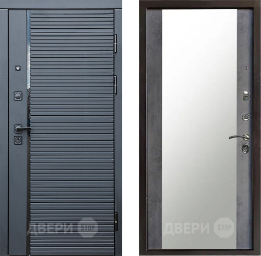 Дверь Престиж Черная Линия Зеркало Бетон темный в Коломне