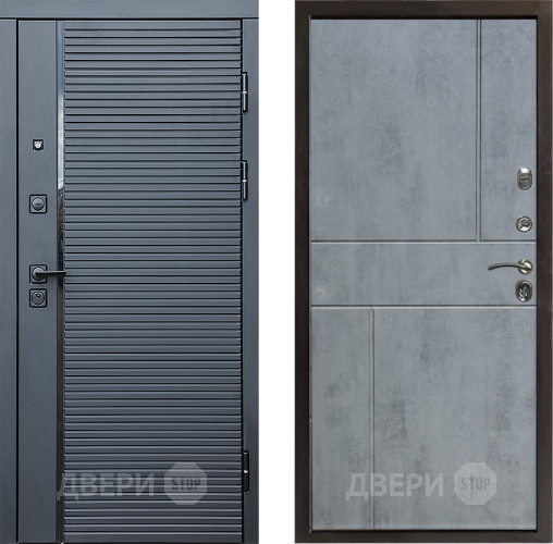 Входная металлическая Дверь Престиж Черная Линия Горизонт Бетон темный в Коломне