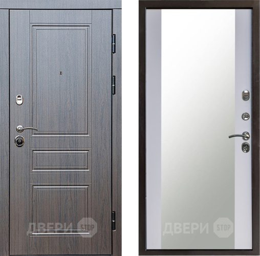 Входная металлическая Дверь Престиж Классика Венге Зеркало Белый софт в Коломне
