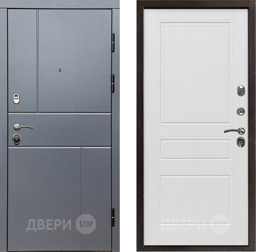 Входная металлическая Дверь Престиж Горизонт Грэй Классика Белое дерево в Коломне