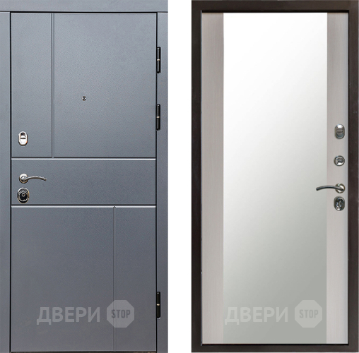 Входная металлическая Дверь Престиж Горизонт Грэй Зеркало Лиственница белая в Коломне