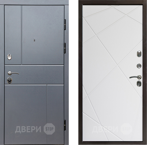 Входная металлическая Дверь Престиж Горизонт Грэй Лучи Бетон белый в Коломне