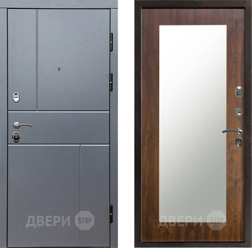 Входная металлическая Дверь Престиж Горизонт Грэй Зеркло Пастораль Дуб в Коломне