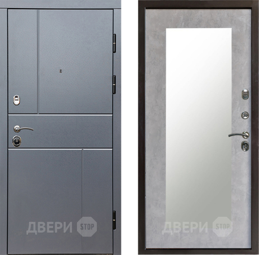 Входная металлическая Дверь Престиж Горизонт Грэй Зеркло Пастораль Бетон светлый в Коломне