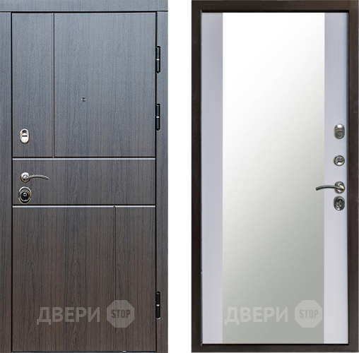 Входная металлическая Дверь Престиж Горизонт Венге Зеркало Белый софт в Коломне