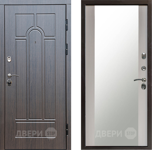 Входная металлическая Дверь Престиж Арка Зеркало Лиственница белая в Коломне