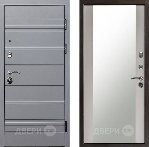 Входная металлическая Дверь Престиж Линия Грэй Зеркало Лиственница белая в Коломне
