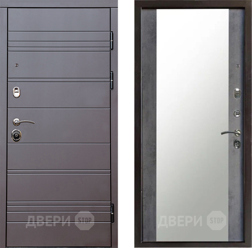 Входная металлическая Дверь Престиж Линия Браун Зеркало Бетон темный в Коломне